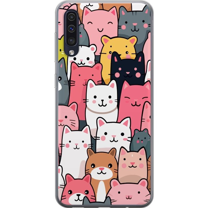 Mobiele hoes voor Samsung Galaxy A50 met Kattenpatroon ontwerp in de groep SMARTPHONE & TABLETS / Mobielbescherming / Samsung bij TP E-commerce Nordic AB (A59641)