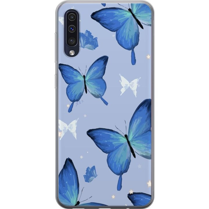 Mobiele hoes voor Samsung Galaxy A50 met Blauwe vlinders ontwerp in de groep SMARTPHONE & TABLETS / Mobielbescherming / Samsung bij TP E-commerce Nordic AB (A59649)