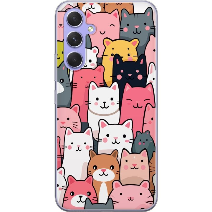 Mobiele hoes voor Samsung Galaxy A54 met Kattenpatroon ontwerp in de groep SMARTPHONE & TABLETS / Mobielbescherming / Samsung bij TP E-commerce Nordic AB (A59911)