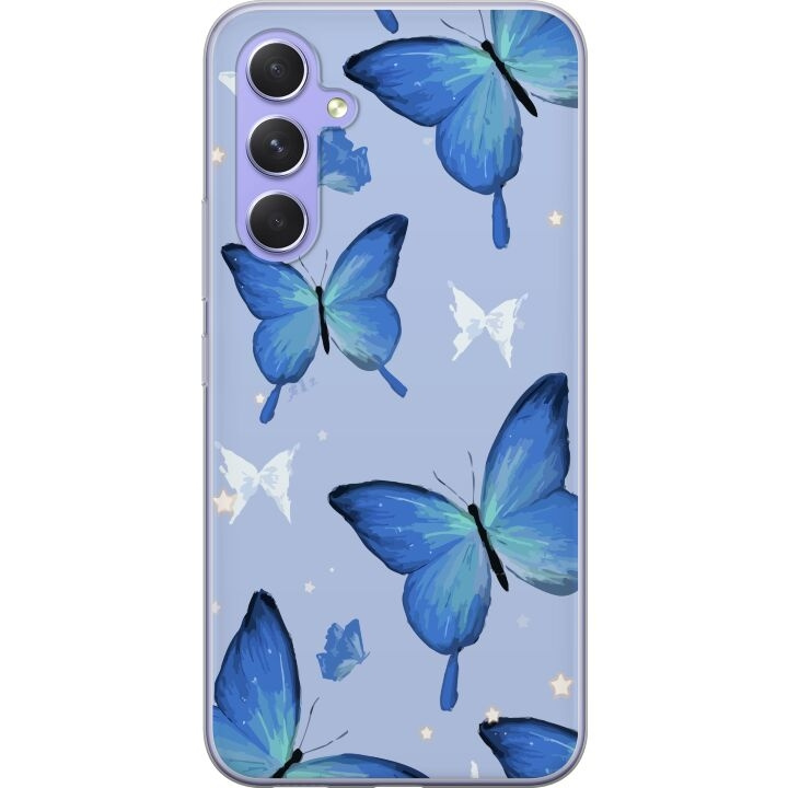 Mobiele hoes voor Samsung Galaxy A54 met Blauwe vlinders ontwerp in de groep SMARTPHONE & TABLETS / Mobielbescherming / Samsung bij TP E-commerce Nordic AB (A59919)