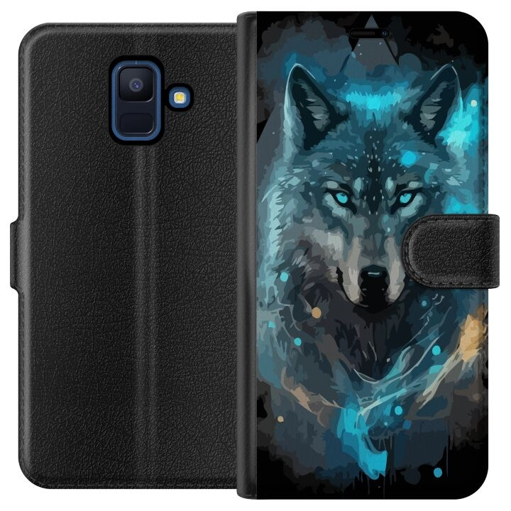 Portemonnee-hoesje voor Samsung Galaxy A6 (2018) met Wolf ontwerp in de groep SMARTPHONE & TABLETS / Mobielbescherming / Samsung bij TP E-commerce Nordic AB (A59962)