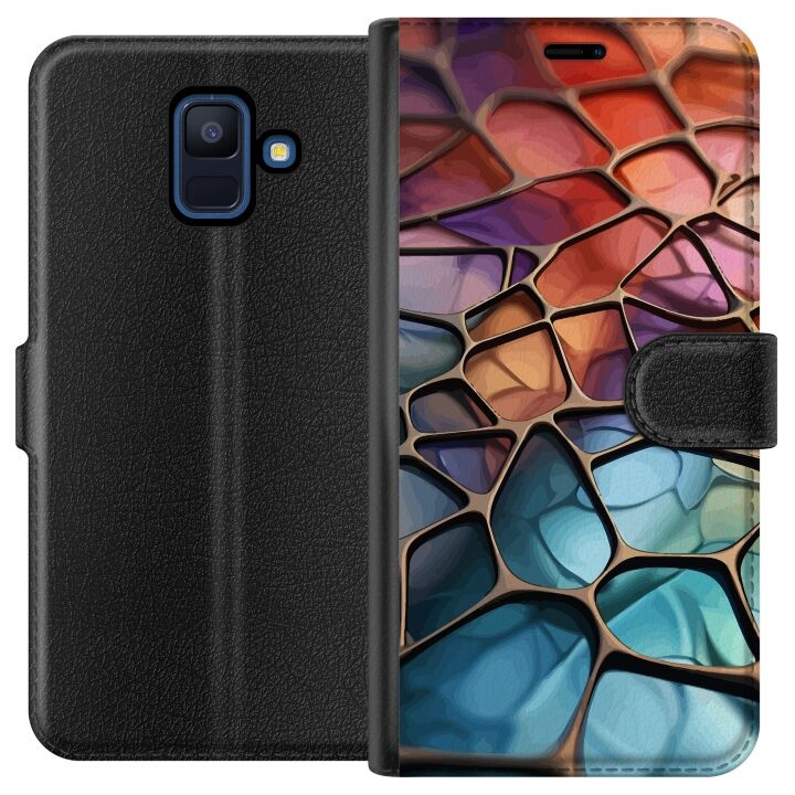 Portemonnee-hoesje voor Samsung Galaxy A6 (2018) met Metallic patroon ontwerp in de groep SMARTPHONE & TABLETS / Mobielbescherming / Samsung bij TP E-commerce Nordic AB (A59967)