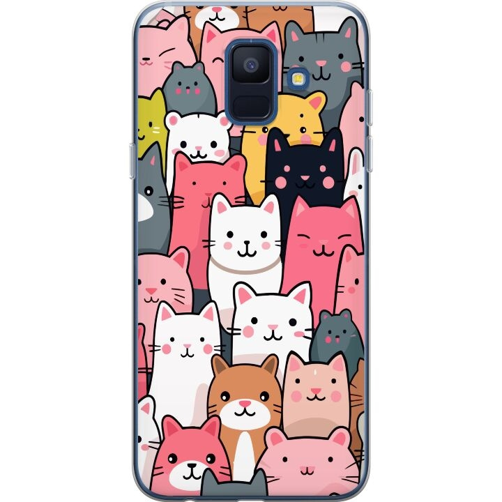 Mobiele hoes voor Samsung Galaxy A6 (2018) met Kattenpatroon ontwerp in de groep SMARTPHONE & TABLETS / Mobielbescherming / Samsung bij TP E-commerce Nordic AB (A59992)