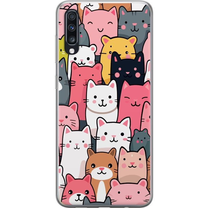 Mobiele hoes voor Samsung Galaxy A70 met Kattenpatroon ontwerp in de groep SMARTPHONE & TABLETS / Mobielbescherming / Samsung bij TP E-commerce Nordic AB (A60019)