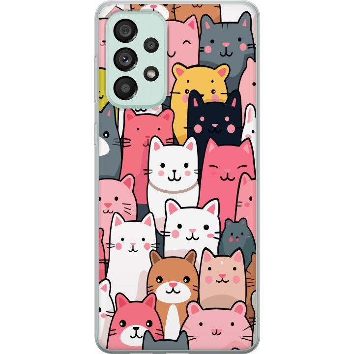 Mobiele hoes voor Samsung Galaxy A73 5G met Kattenpatroon ontwerp in de groep SMARTPHONE & TABLETS / Mobielbescherming / Samsung bij TP E-commerce Nordic AB (A60181)