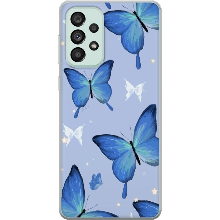 Mobiele hoes voor Samsung Galaxy A73 5G met Blauwe vlinders ontwerp in de groep SMARTPHONE & TABLETS / Mobielbescherming / Samsung bij TP E-commerce Nordic AB (A60189)