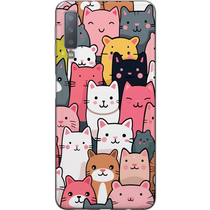 Mobiele hoes voor Samsung Galaxy A7 (2018) met Kattenpatroon ontwerp in de groep SMARTPHONE & TABLETS / Mobielbescherming / Samsung bij TP E-commerce Nordic AB (A60208)