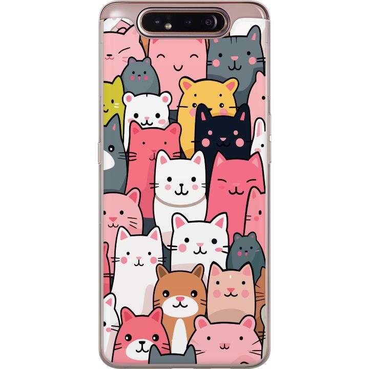 Mobiele hoes voor Samsung Galaxy A80 met Kattenpatroon ontwerp in de groep SMARTPHONE & TABLETS / Mobielbescherming / Samsung bij TP E-commerce Nordic AB (A60235)