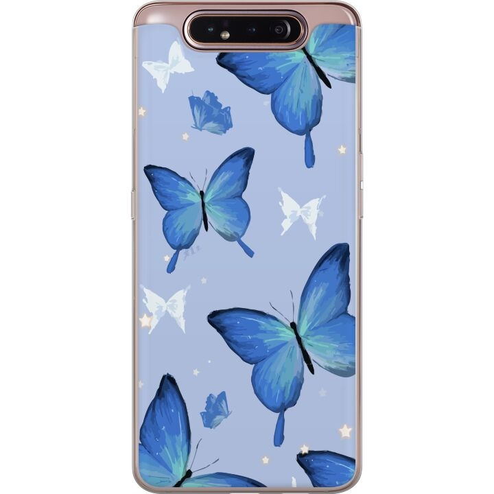 Mobiele hoes voor Samsung Galaxy A80 met Blauwe vlinders ontwerp in de groep SMARTPHONE & TABLETS / Mobielbescherming / Samsung bij TP E-commerce Nordic AB (A60243)