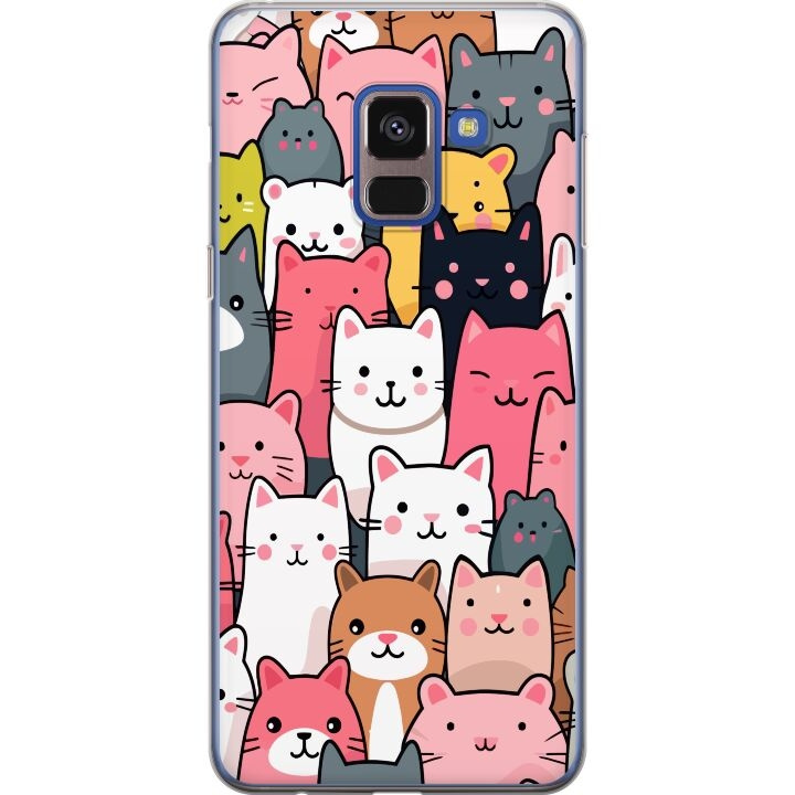 Mobiele hoes voor Samsung Galaxy A8 (2018) met Kattenpatroon ontwerp in de groep SMARTPHONE & TABLETS / Mobielbescherming / Samsung bij TP E-commerce Nordic AB (A60316)