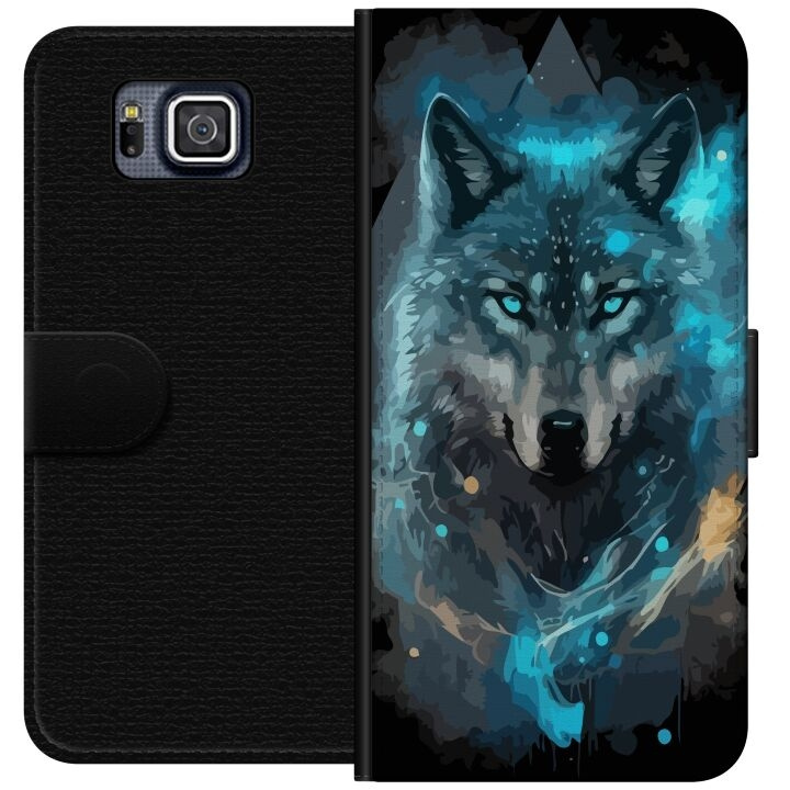 Portemonnee-hoesje voor Samsung Galaxy Alpha met Wolf ontwerp in de groep SMARTPHONE & TABLETS / Mobielbescherming / Samsung bij TP E-commerce Nordic AB (A60340)