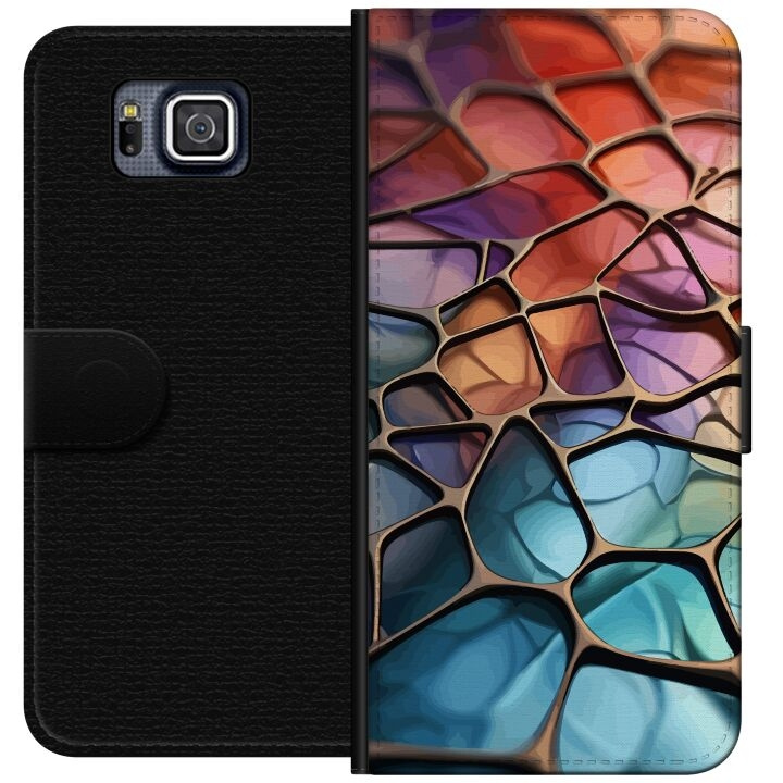 Portemonnee-hoesje voor Samsung Galaxy Alpha met Metallic patroon ontwerp in de groep SMARTPHONE & TABLETS / Mobielbescherming / Samsung bij TP E-commerce Nordic AB (A60345)