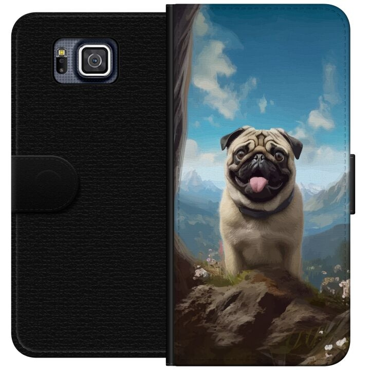 Portemonnee-hoesje voor Samsung Galaxy Alpha met Blije Hond ontwerp in de groep SMARTPHONE & TABLETS / Mobielbescherming / Samsung bij TP E-commerce Nordic AB (A60353)