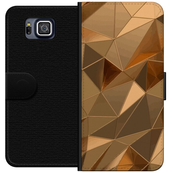 Portemonnee-hoesje voor Samsung Galaxy Alpha met 3D Goud ontwerp in de groep SMARTPHONE & TABLETS / Mobielbescherming / Samsung bij TP E-commerce Nordic AB (A60359)