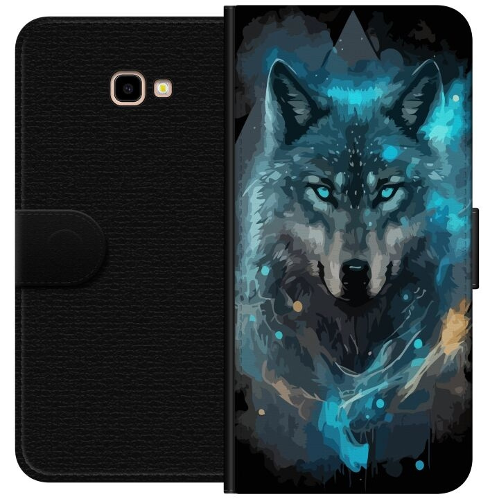 Portemonnee-hoesje voor Samsung Galaxy J4+ met Wolf ontwerp in de groep SMARTPHONE & TABLETS / Mobielbescherming / Samsung bij TP E-commerce Nordic AB (A60394)