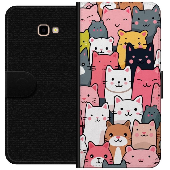 Portemonnee-hoesje voor Samsung Galaxy J4+ met Kattenpatroon ontwerp in de groep SMARTPHONE & TABLETS / Mobielbescherming / Samsung bij TP E-commerce Nordic AB (A60397)