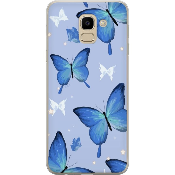 Mobiele hoes voor Samsung Galaxy J6 met Blauwe vlinders ontwerp in de groep SMARTPHONE & TABLETS / Mobielbescherming / Samsung bij TP E-commerce Nordic AB (A60486)