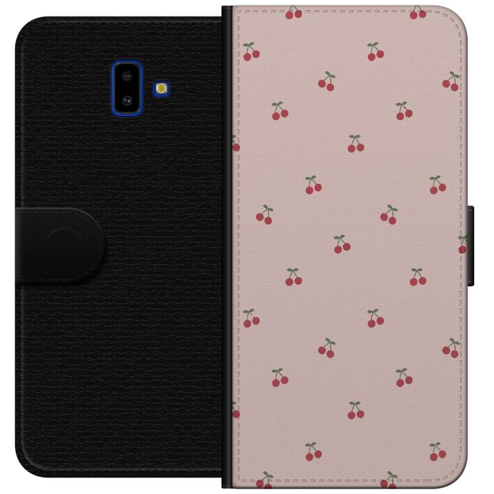 Portemonnee-hoesje voor Samsung Galaxy J6+ met Kersen ontwerp in de groep SMARTPHONE & TABLETS / Mobielbescherming / Samsung bij TP E-commerce Nordic AB (A60504)