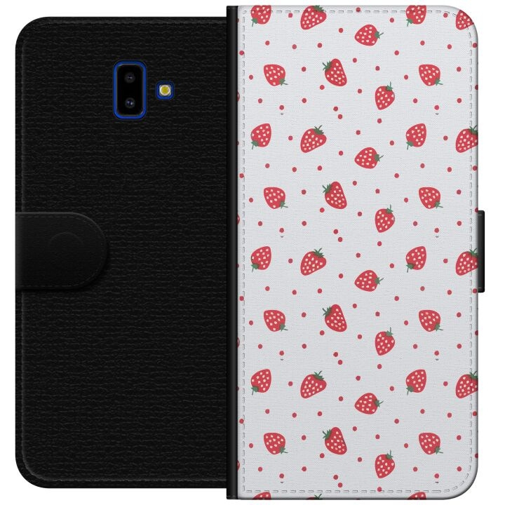 Portemonnee-hoesje voor Samsung Galaxy J6+ met Aardbeien ontwerp in de groep SMARTPHONE & TABLETS / Mobielbescherming / Samsung bij TP E-commerce Nordic AB (A60514)