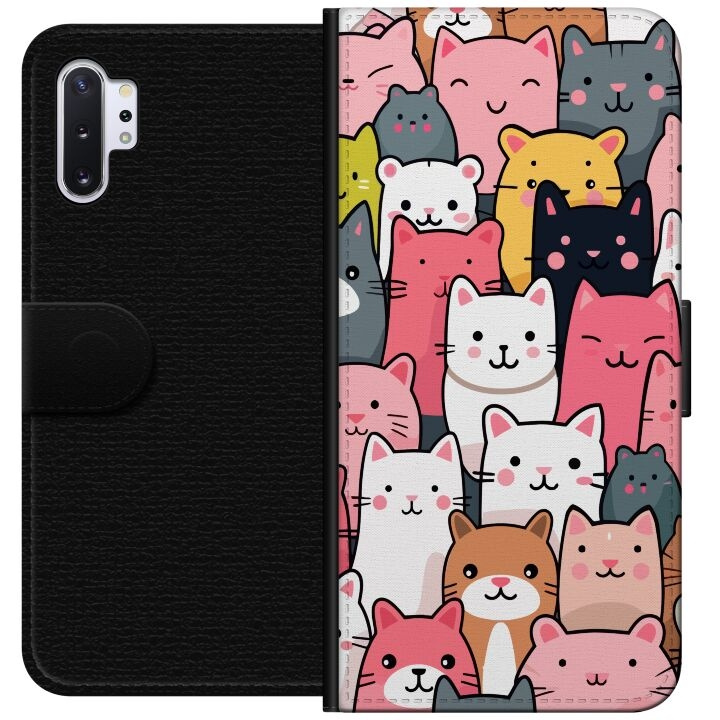 Portemonnee-hoesje voor Samsung Galaxy Note10+ met Kattenpatroon ontwerp in de groep SMARTPHONE & TABLETS / Mobielbescherming / Samsung bij TP E-commerce Nordic AB (A60586)