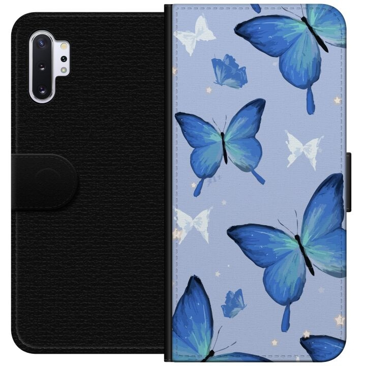 Portemonnee-hoesje voor Samsung Galaxy Note10+ met Blauwe vlinders ontwerp in de groep SMARTPHONE & TABLETS / Mobielbescherming / Samsung bij TP E-commerce Nordic AB (A60594)