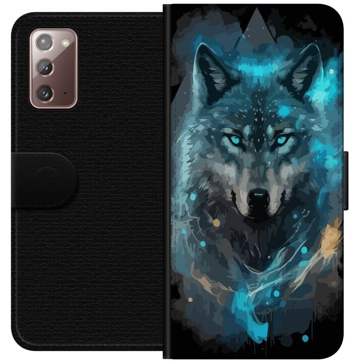 Portemonnee-hoesje voor Samsung Galaxy Note20 met Wolf ontwerp in de groep SMARTPHONE & TABLETS / Mobielbescherming / Samsung bij TP E-commerce Nordic AB (A60637)