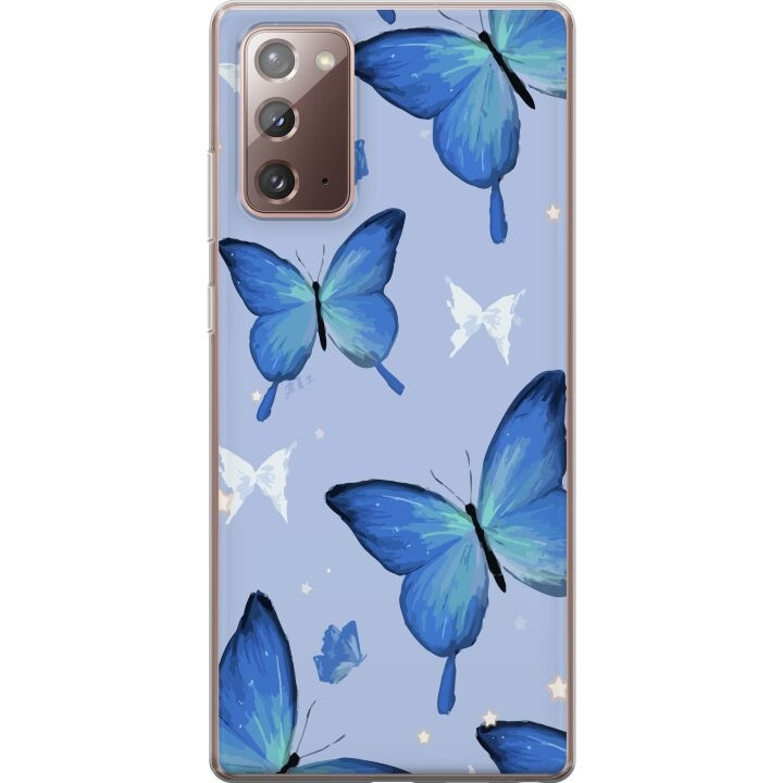 Mobiele hoes voor Samsung Galaxy Note20 met Blauwe vlinders ontwerp in de groep SMARTPHONE & TABLETS / Mobielbescherming / Samsung bij TP E-commerce Nordic AB (A60675)