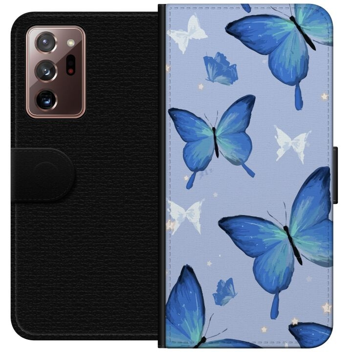 Portemonnee-hoesje voor Samsung Galaxy Note20 Ultra met Blauwe vlinders ontwerp in de groep SMARTPHONE & TABLETS / Mobielbescherming / Samsung bij TP E-commerce Nordic AB (A60702)