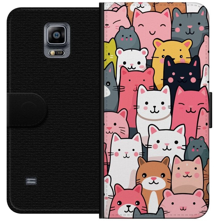 Portemonnee-hoesje voor Samsung Galaxy Note 4 met Kattenpatroon ontwerp in de groep SMARTPHONE & TABLETS / Mobielbescherming / Samsung bij TP E-commerce Nordic AB (A60748)