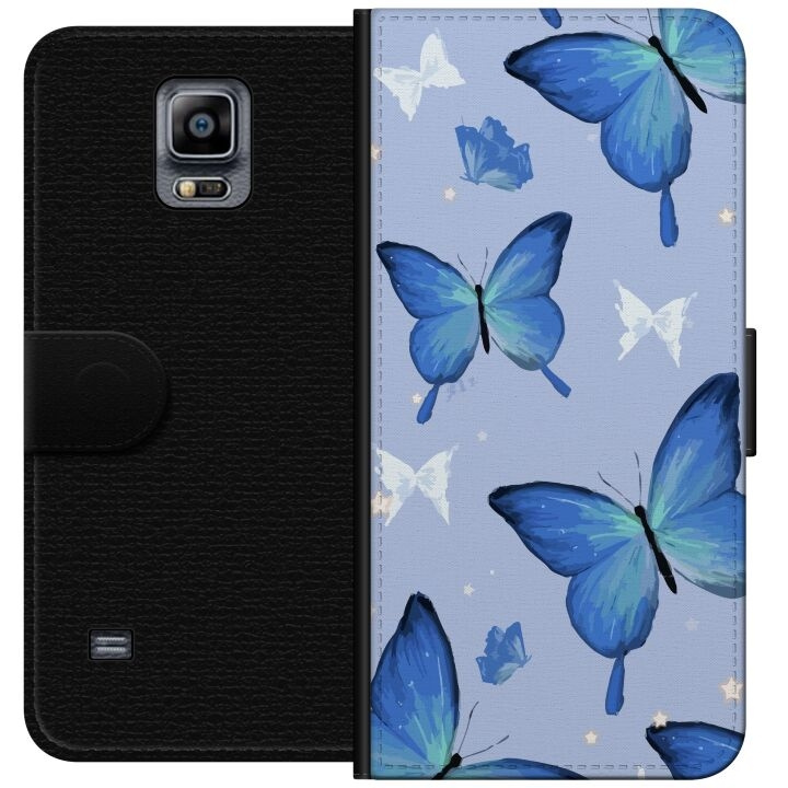 Portemonnee-hoesje voor Samsung Galaxy Note 4 met Blauwe vlinders ontwerp in de groep SMARTPHONE & TABLETS / Mobielbescherming / Samsung bij TP E-commerce Nordic AB (A60756)