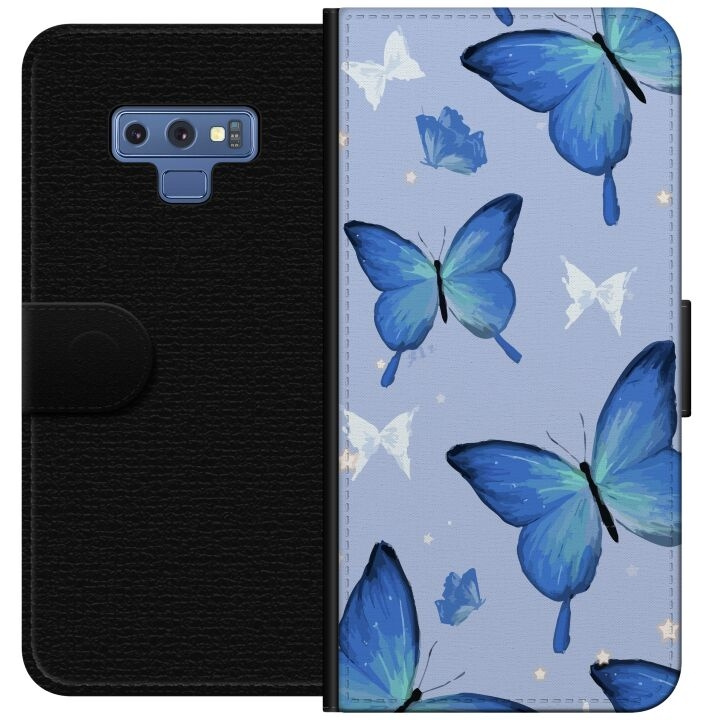 Portemonnee-hoesje voor Samsung Galaxy Note9 met Blauwe vlinders ontwerp in de groep SMARTPHONE & TABLETS / Mobielbescherming / Samsung bij TP E-commerce Nordic AB (A60783)