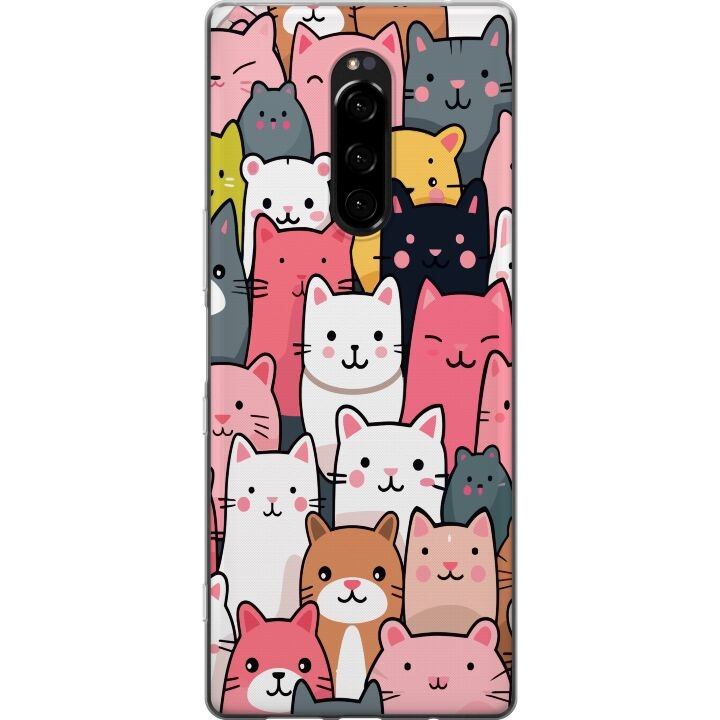 Mobiele hoes voor Sony Xperia 1 met Kattenpatroon ontwerp in de groep SMARTPHONE & TABLETS / Mobielbescherming / Sony bij TP E-commerce Nordic AB (A60802)