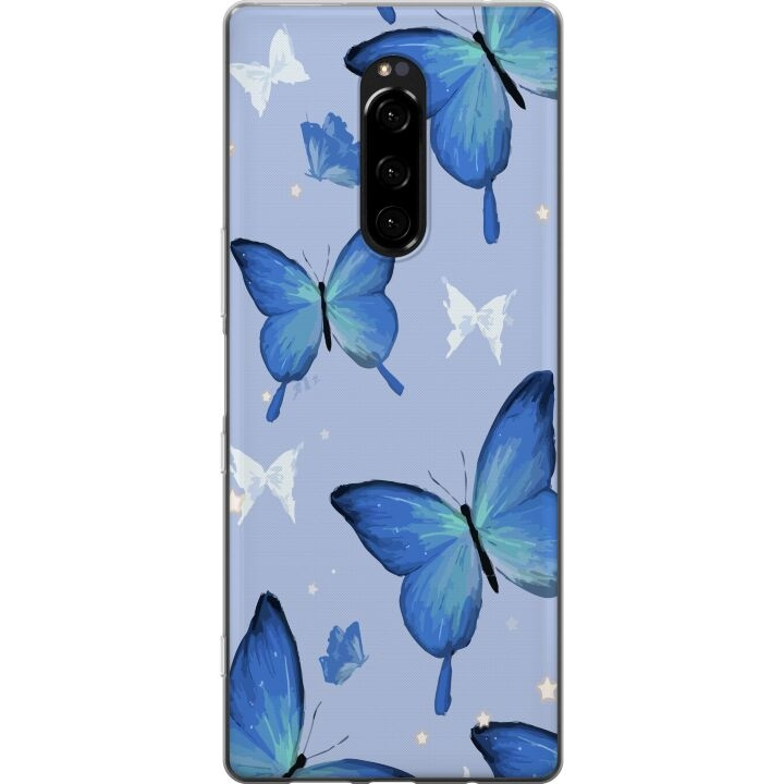 Mobiele hoes voor Sony Xperia 1 met Blauwe vlinders ontwerp in de groep SMARTPHONE & TABLETS / Mobielbescherming / Sony bij TP E-commerce Nordic AB (A60810)