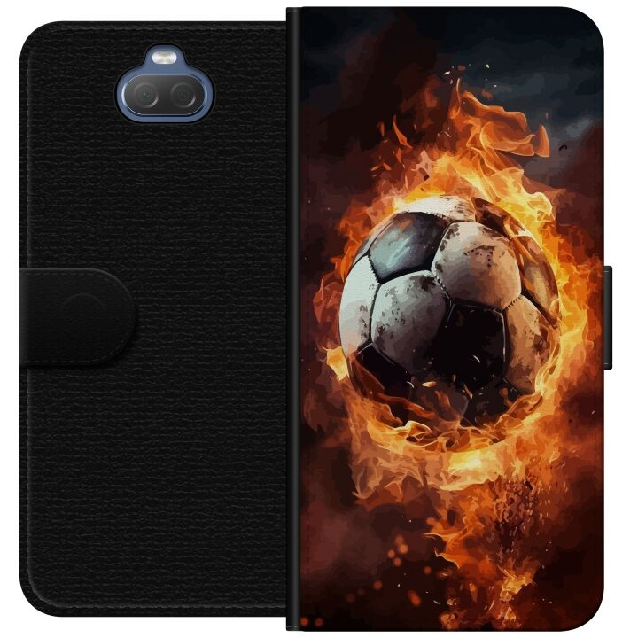 Portemonnee-hoesje voor Sony Xperia 10 met Voetbal ontwerp in de groep SMARTPHONE & TABLETS / Mobielbescherming / Sony bij TP E-commerce Nordic AB (A60842)