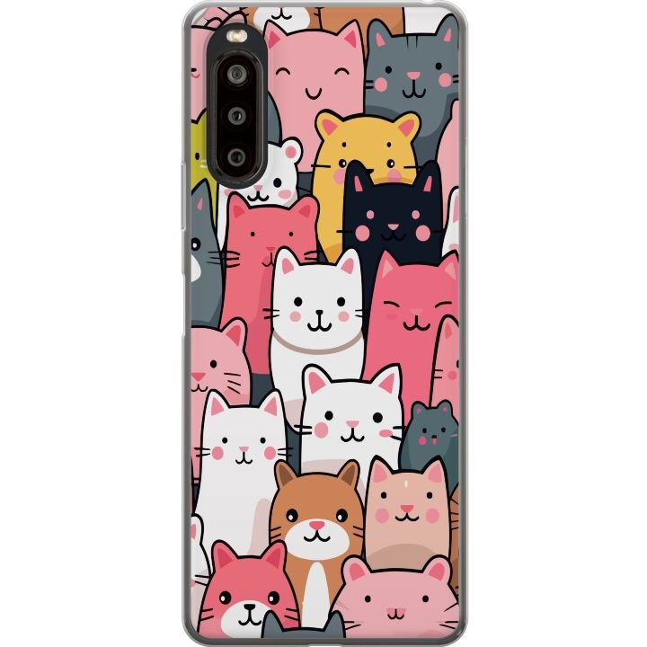 Mobiele hoes voor Sony Xperia 10 II met Kattenpatroon ontwerp in de groep SMARTPHONE & TABLETS / Mobielbescherming / Sony bij TP E-commerce Nordic AB (A60883)