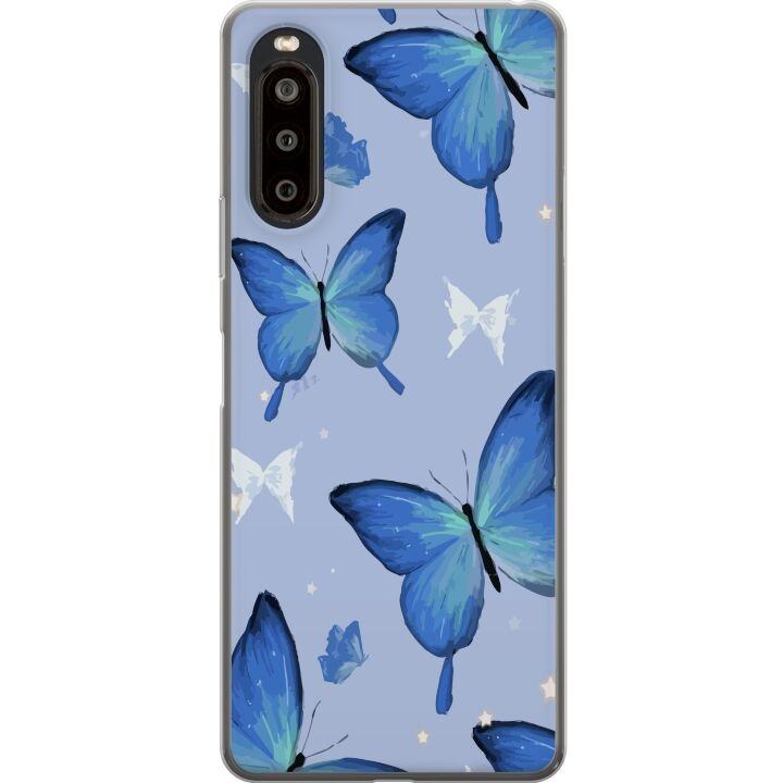 Mobiele hoes voor Sony Xperia 10 II met Blauwe vlinders ontwerp in de groep SMARTPHONE & TABLETS / Mobielbescherming / Sony bij TP E-commerce Nordic AB (A60891)