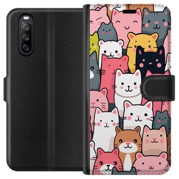 Portemonnee-hoesje voor Sony Xperia 10 III met Kattenpatroon ontwerp in de groep SMARTPHONE & TABLETS / Mobielbescherming / Sony bij TP E-commerce Nordic AB (A60910)