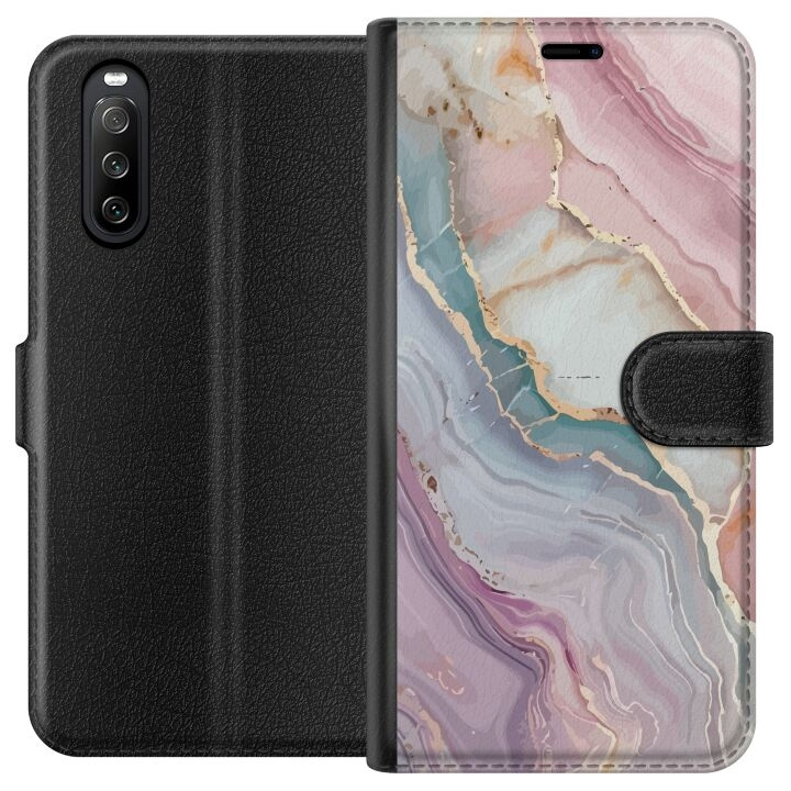 Portemonnee-hoesje voor Sony Xperia 10 III met Marmer ontwerp in de groep SMARTPHONE & TABLETS / Mobielbescherming / Sony bij TP E-commerce Nordic AB (A60924)