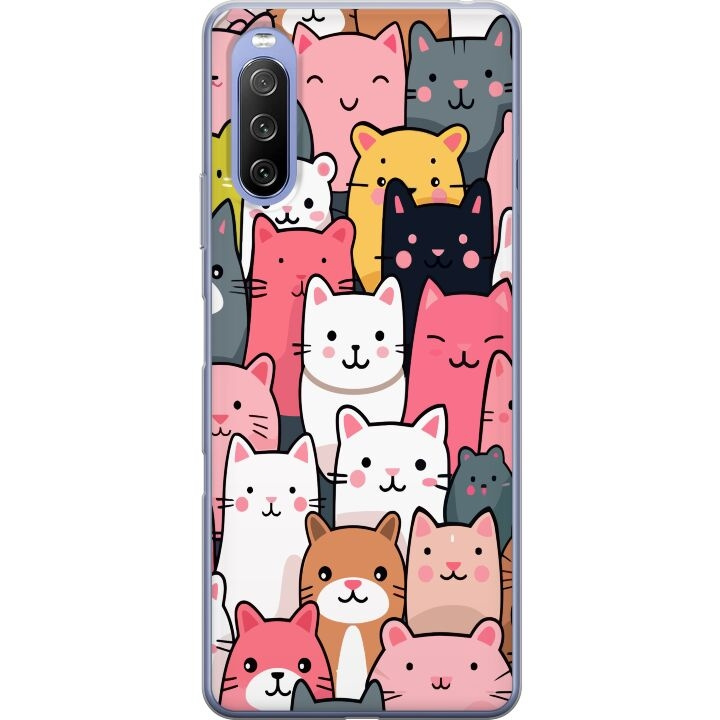 Mobiele hoes voor Sony Xperia 10 III met Kattenpatroon ontwerp in de groep SMARTPHONE & TABLETS / Mobielbescherming / Sony bij TP E-commerce Nordic AB (A60937)