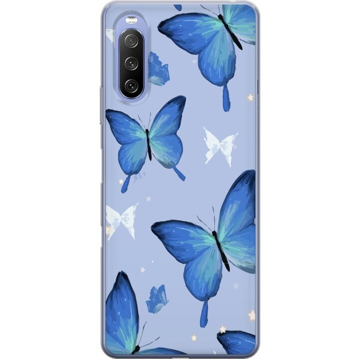 Mobiele hoes voor Sony Xperia 10 III met Blauwe vlinders ontwerp in de groep SMARTPHONE & TABLETS / Mobielbescherming / Sony bij TP E-commerce Nordic AB (A60945)