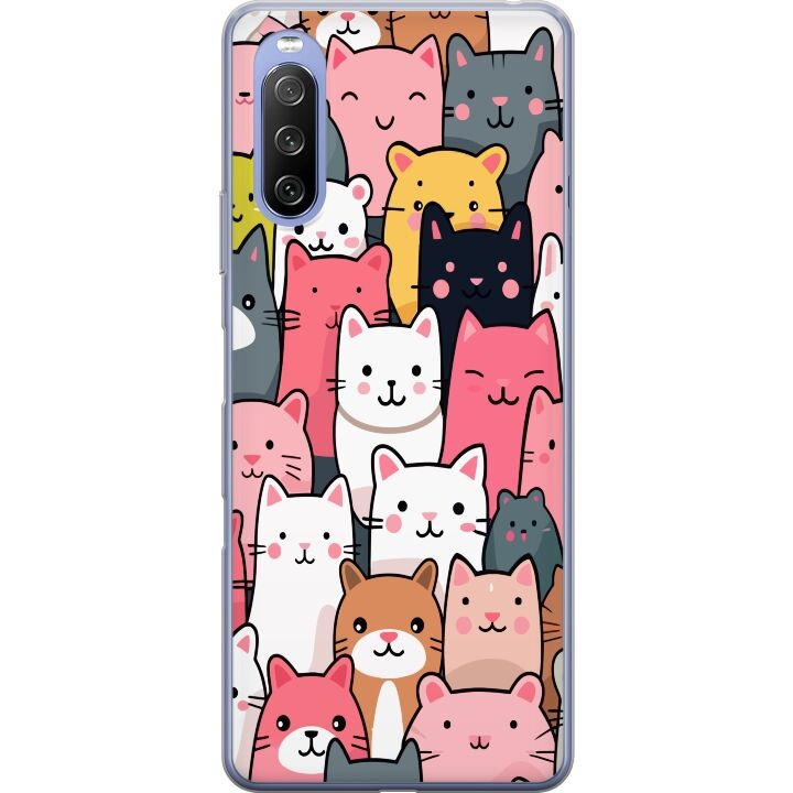 Mobiele hoes voor Sony Xperia 10 III Lite met Kattenpatroon ontwerp in de groep SMARTPHONE & TABLETS / Mobielbescherming / Sony bij TP E-commerce Nordic AB (A60964)