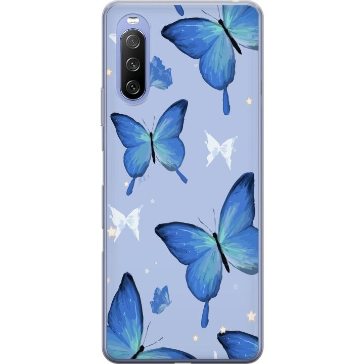 Mobiele hoes voor Sony Xperia 10 III Lite met Blauwe vlinders ontwerp in de groep SMARTPHONE & TABLETS / Mobielbescherming / Sony bij TP E-commerce Nordic AB (A60972)