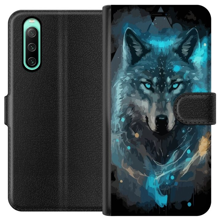 Portemonnee-hoesje voor Sony Xperia 10 IV met Wolf ontwerp in de groep SMARTPHONE & TABLETS / Mobielbescherming / Sony bij TP E-commerce Nordic AB (A60988)