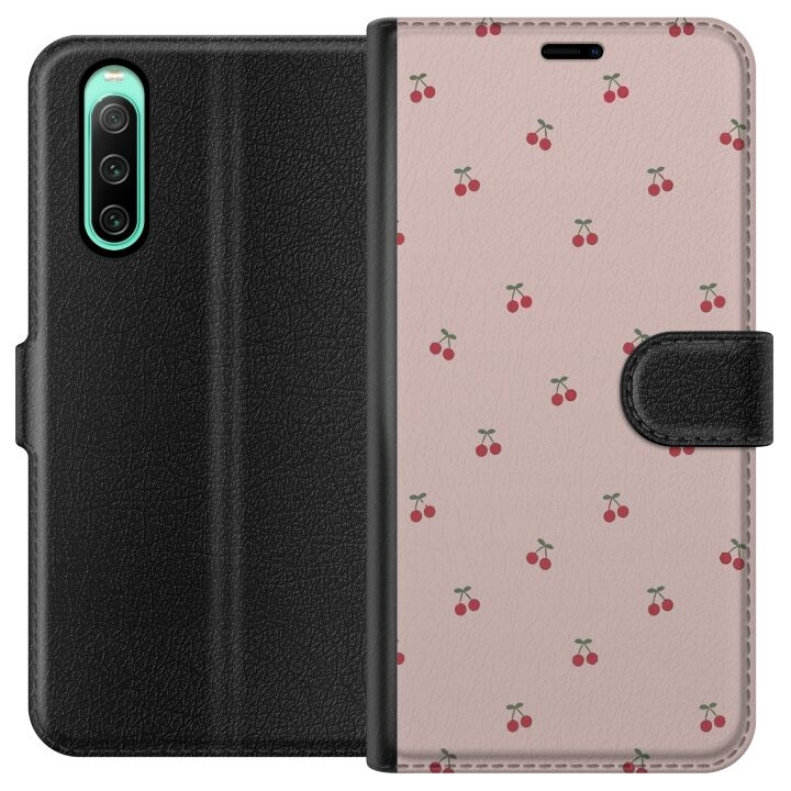 Portemonnee-hoesje voor Sony Xperia 10 IV met Kersen ontwerp in de groep SMARTPHONE & TABLETS / Mobielbescherming / Sony bij TP E-commerce Nordic AB (A60990)