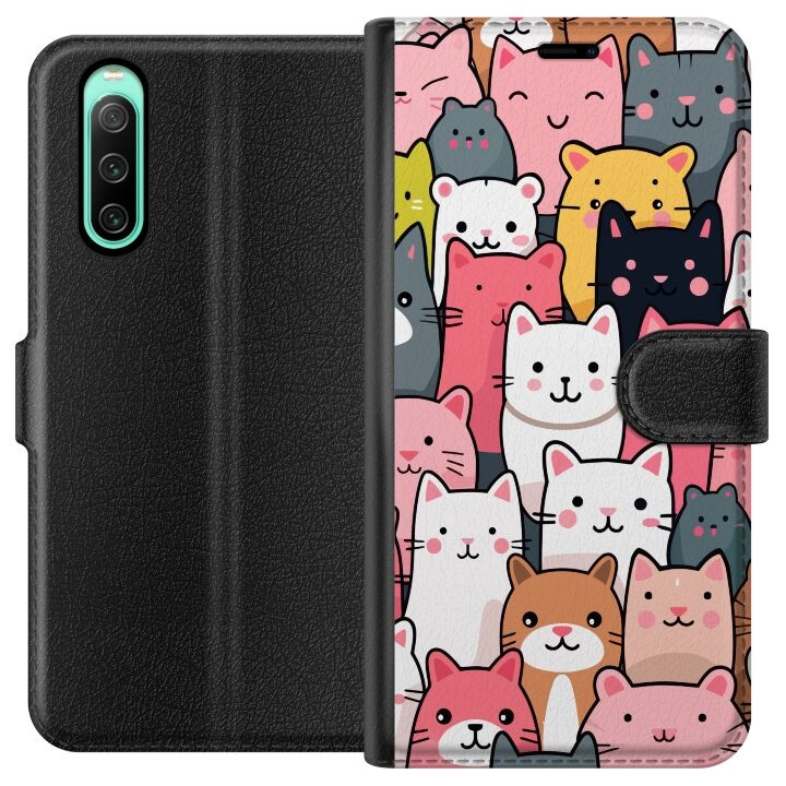 Portemonnee-hoesje voor Sony Xperia 10 IV met Kattenpatroon ontwerp in de groep SMARTPHONE & TABLETS / Mobielbescherming / Sony bij TP E-commerce Nordic AB (A60991)