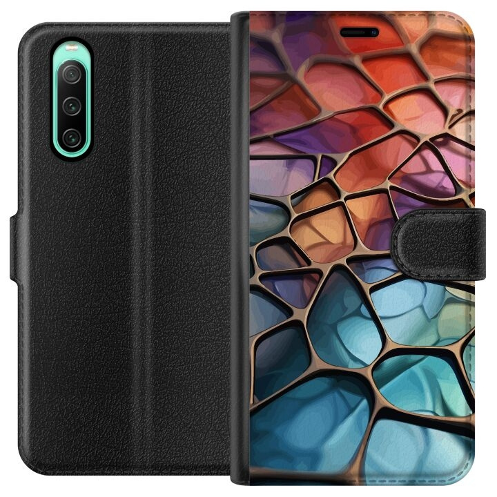 Portemonnee-hoesje voor Sony Xperia 10 IV met Metallic patroon ontwerp in de groep SMARTPHONE & TABLETS / Mobielbescherming / Sony bij TP E-commerce Nordic AB (A60993)