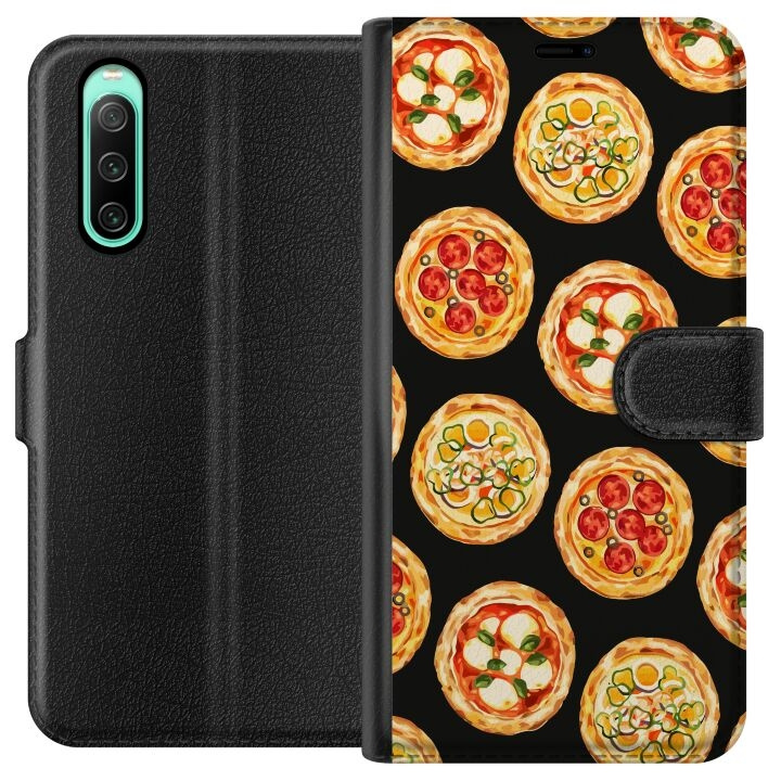 Portemonnee-hoesje voor Sony Xperia 10 IV met Pizza ontwerp in de groep SMARTPHONE & TABLETS / Mobielbescherming / Sony bij TP E-commerce Nordic AB (A60996)