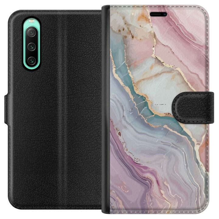 Portemonnee-hoesje voor Sony Xperia 10 IV met Marmer ontwerp in de groep SMARTPHONE & TABLETS / Mobielbescherming / Sony bij TP E-commerce Nordic AB (A61005)