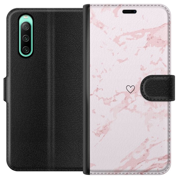 Portemonnee-hoesje voor Sony Xperia 10 IV met Roze Hart ontwerp in de groep SMARTPHONE & TABLETS / Mobielbescherming / Sony bij TP E-commerce Nordic AB (A61006)