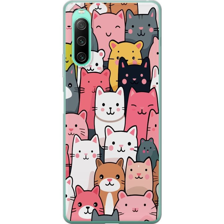 Mobiele hoes voor Sony Xperia 10 IV met Kattenpatroon ontwerp in de groep SMARTPHONE & TABLETS / Mobielbescherming / Sony bij TP E-commerce Nordic AB (A61018)